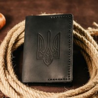 Обложка на паспорт черная Трезубец