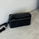 Мужская кожаная сумка через плечо New York черная white line