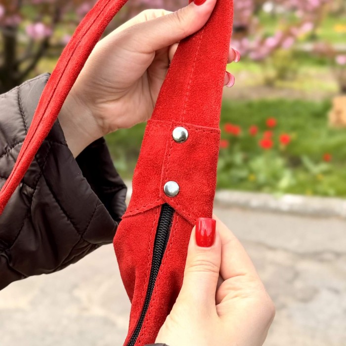 Женская сумка замшевая Аляска красная
