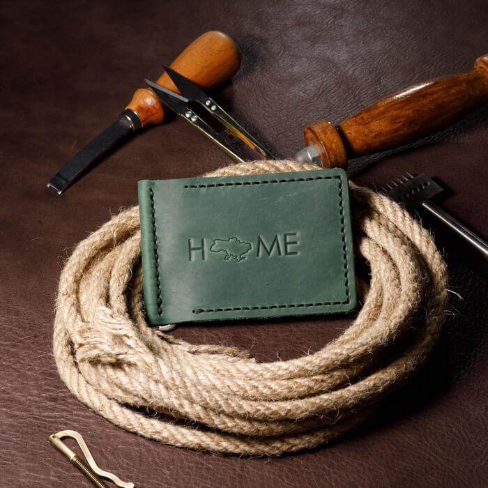 Зажим для денег зеленый Home