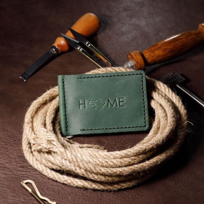 Зажим для денег зеленый Home